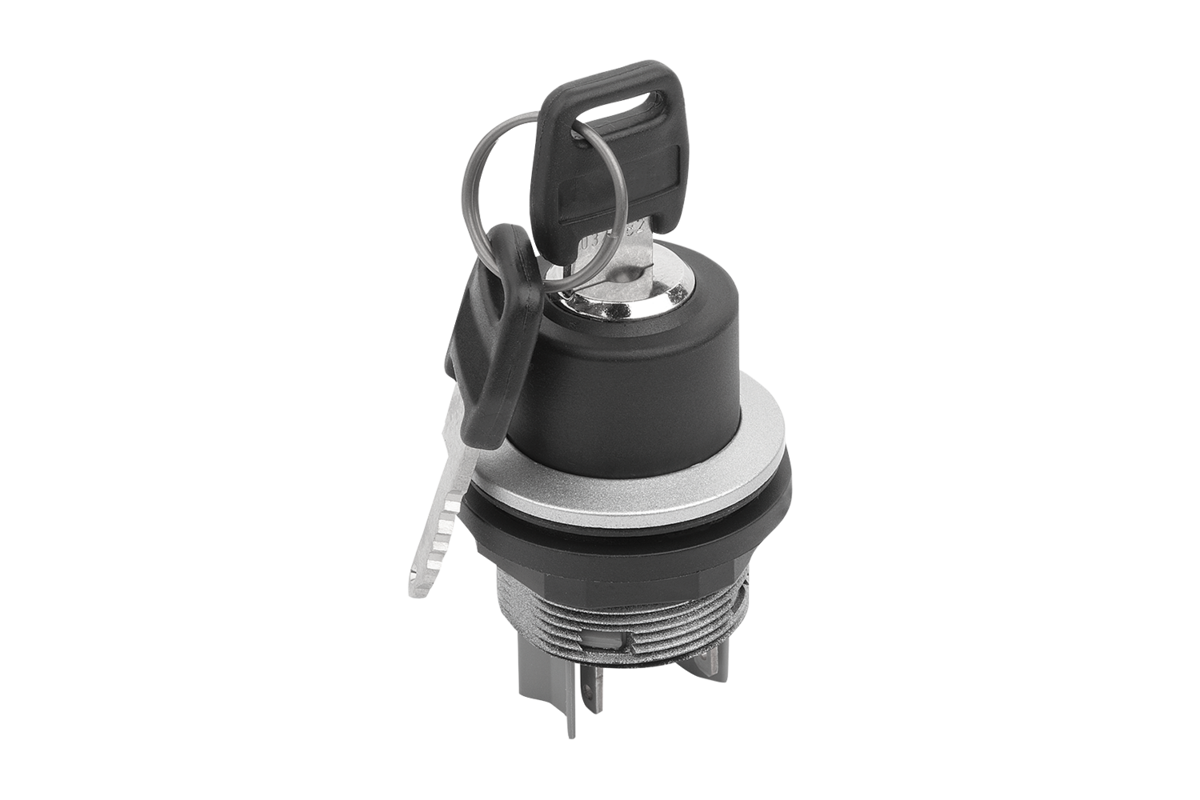 Bouton à clé verrouillable, version à encastrer, Ø 22,3 mm, raccordement par con