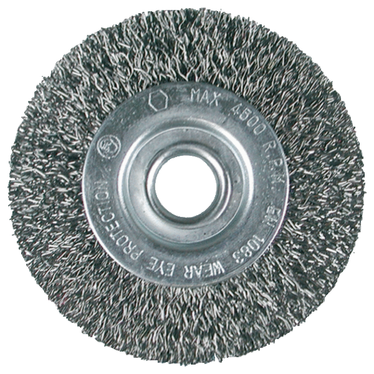 Brosse circulaire en fils acier ondulés et axe de fixation