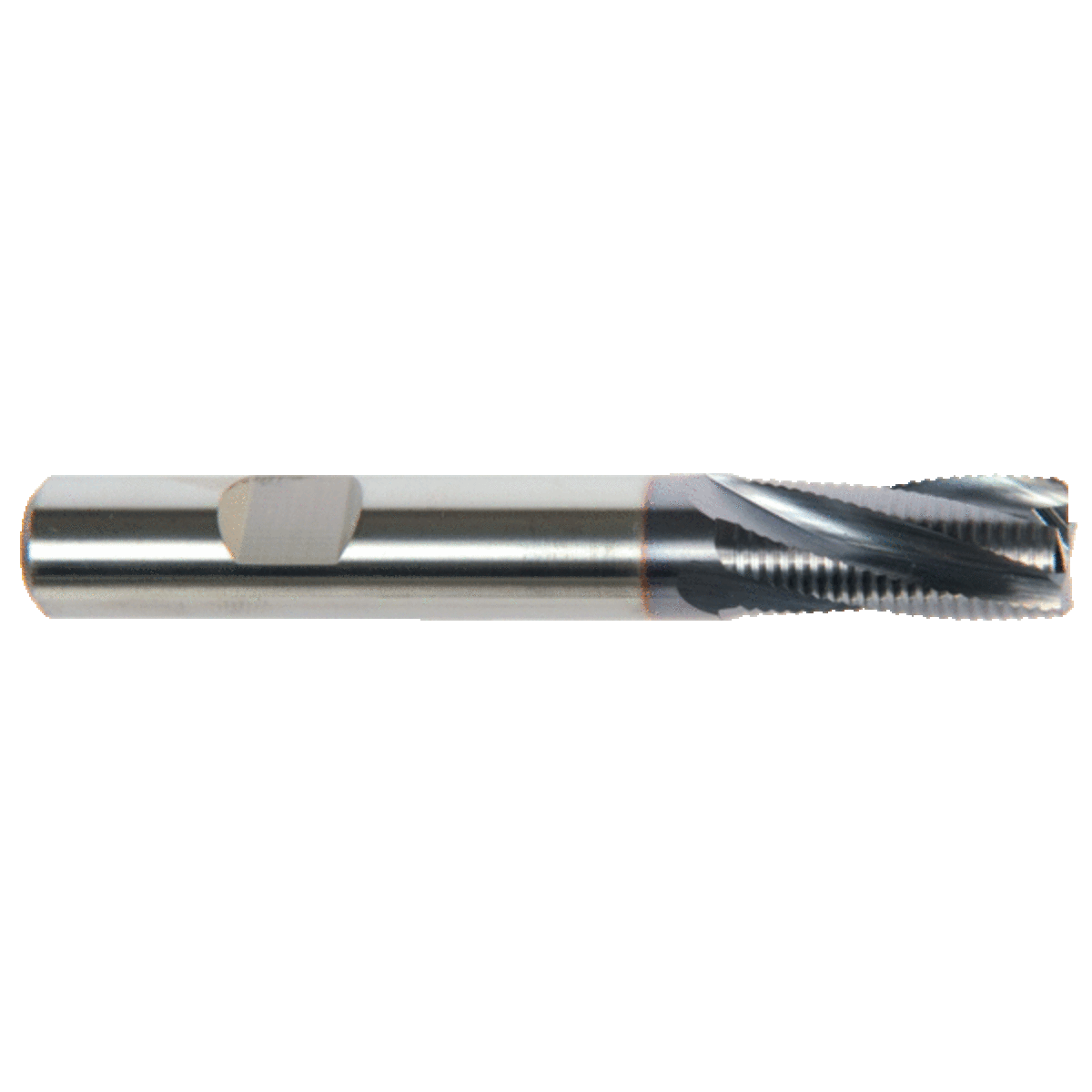 Fraise d'ébauche 3-4 dents à queue cylindrique à méplat en carbure micro-grain revêtue TiAlN
