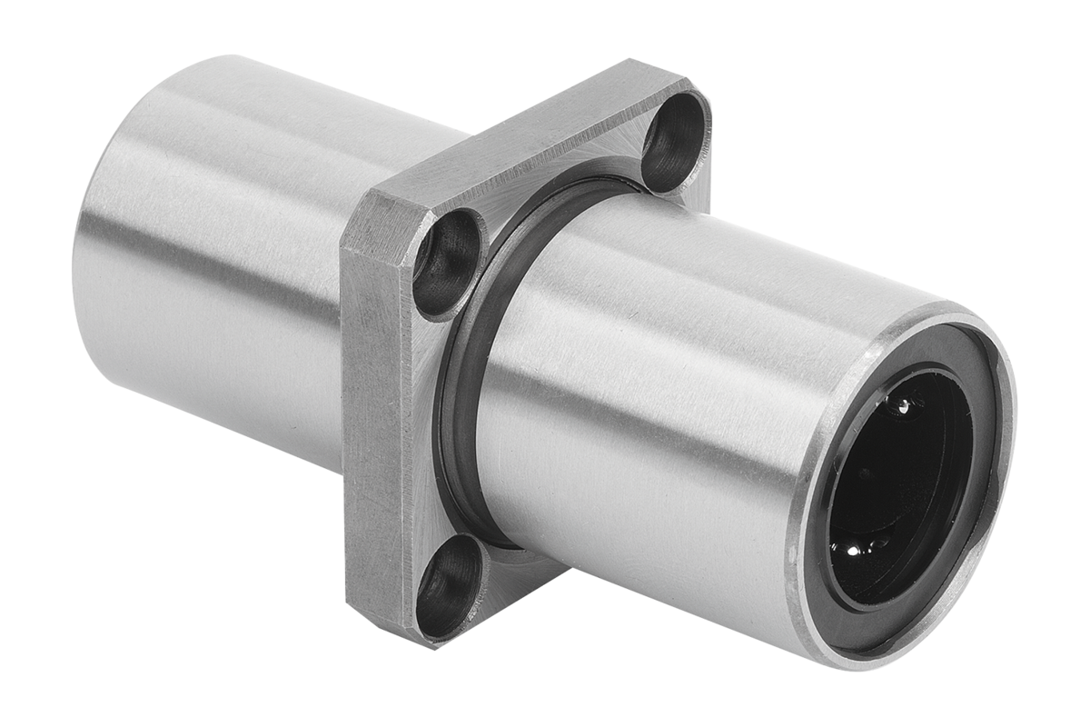 Palier linéaire à billes en acier avec bride centrale, modèle carré