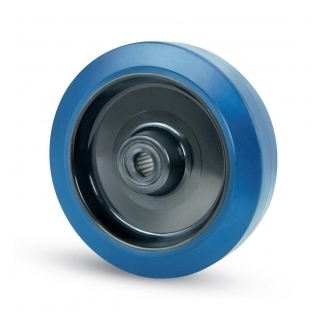 Roue en caoutchouc bleu de diamètre 100 mm