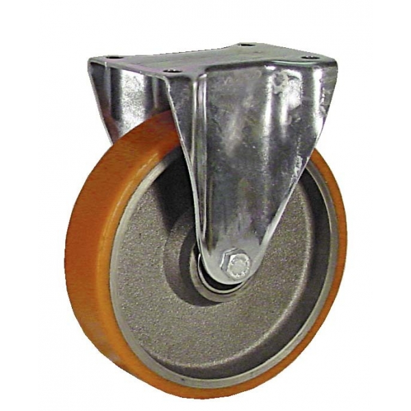 Roulette fixe en polyuréthane corps fonte de diamètre 125 mm