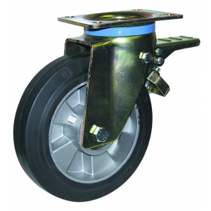 Roulette pivotante avec frein en caoutchouc de diamètre 160 mm (charges lourdes)