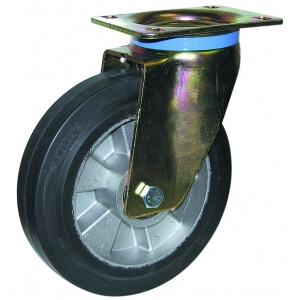 Roulette pivotante en caoutchouc de diamètre 125 mm (charges lourdes)