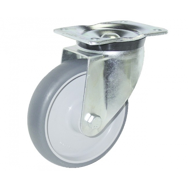 Roulette pivotante en caoutchouc élastique de diamètre 80 mm