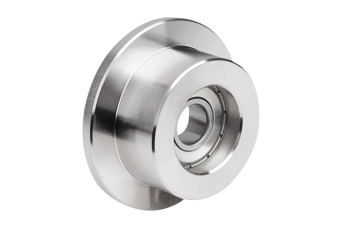 Roulettes de guidage en acier avec bride d’un côté